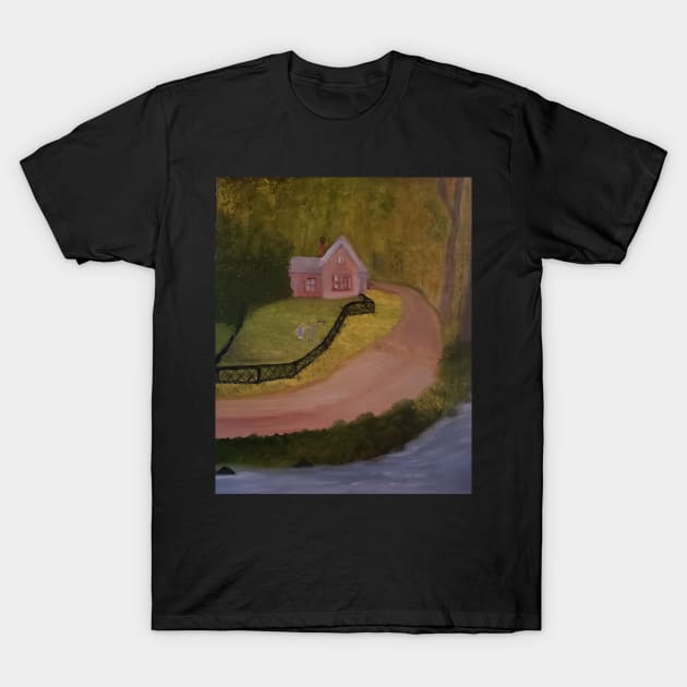 Cottage In The Woods oil painting by Tabitha Kremesec T-Shirt by TeteSteva19